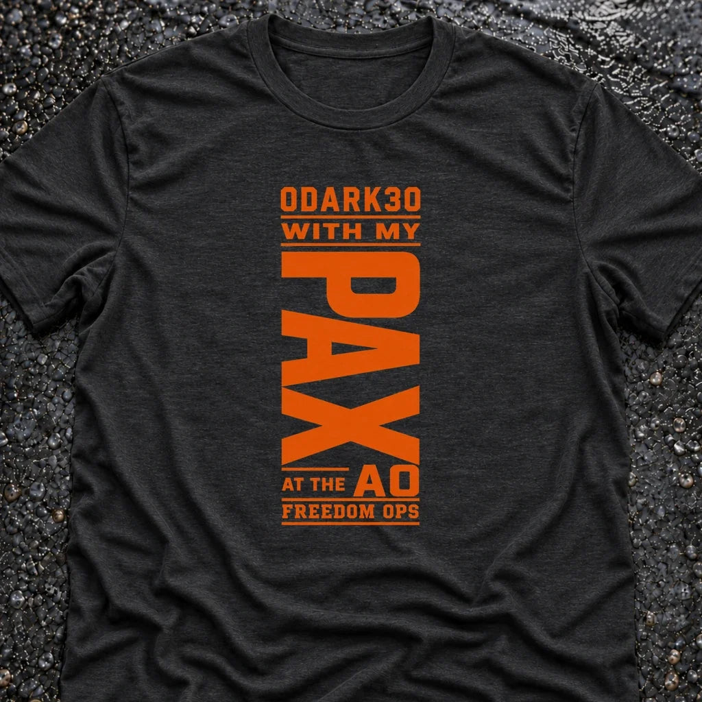 Freedom Ops PAX T-shirts collection featuring the 0DARK30 design