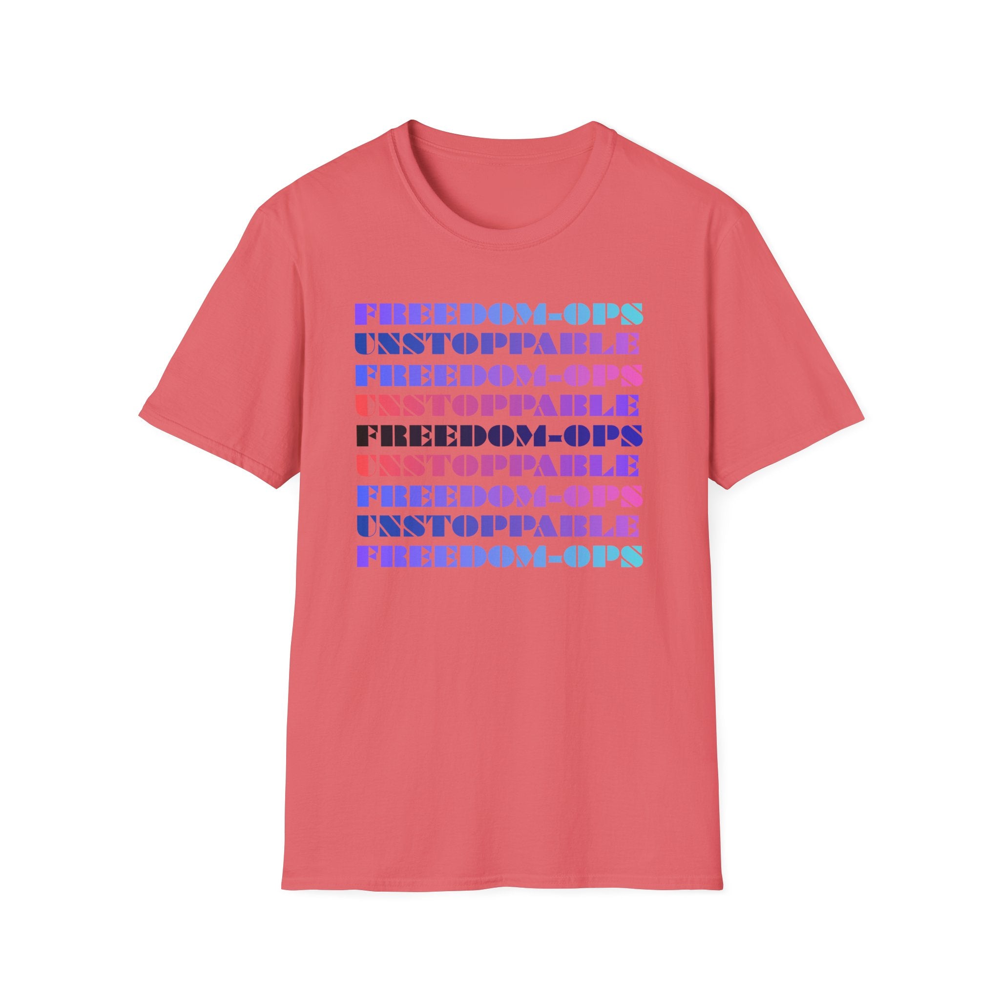 FREEDOM-OPS UNSTOPPABLE Retro Rainbow Text Tee