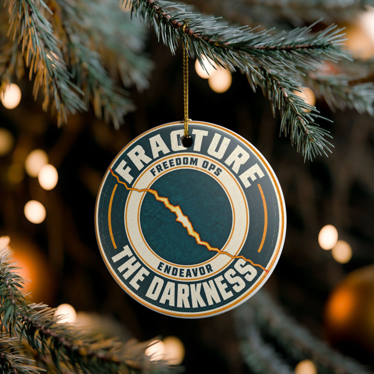 Ceramic Ornament — “Be the Light / Fracture the Darkness”