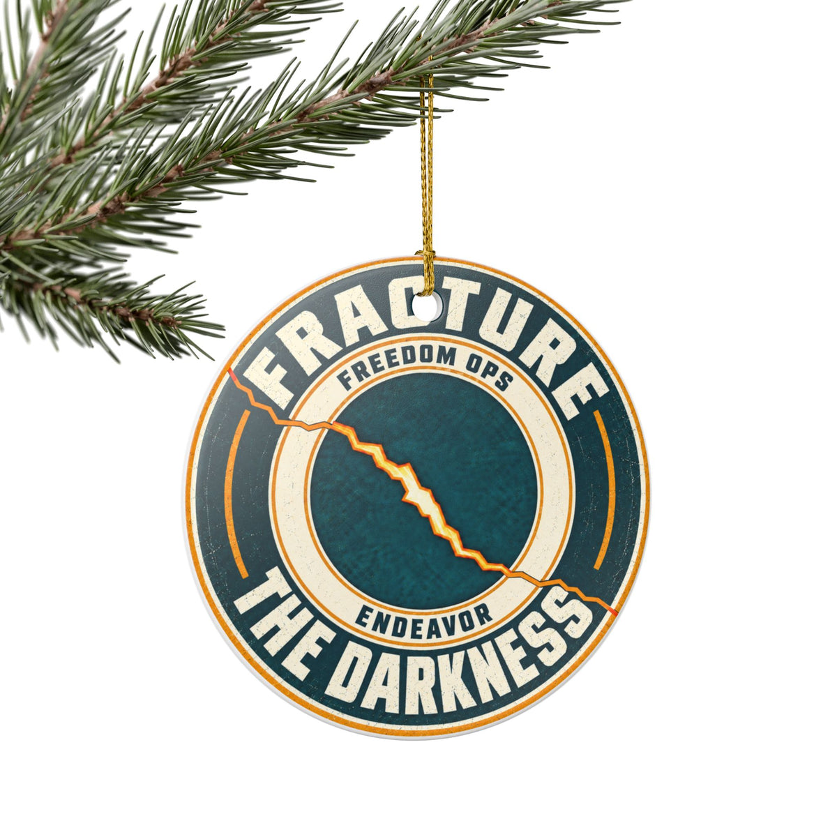 Ceramic Ornament — “Be the Light / Fracture the Darkness”