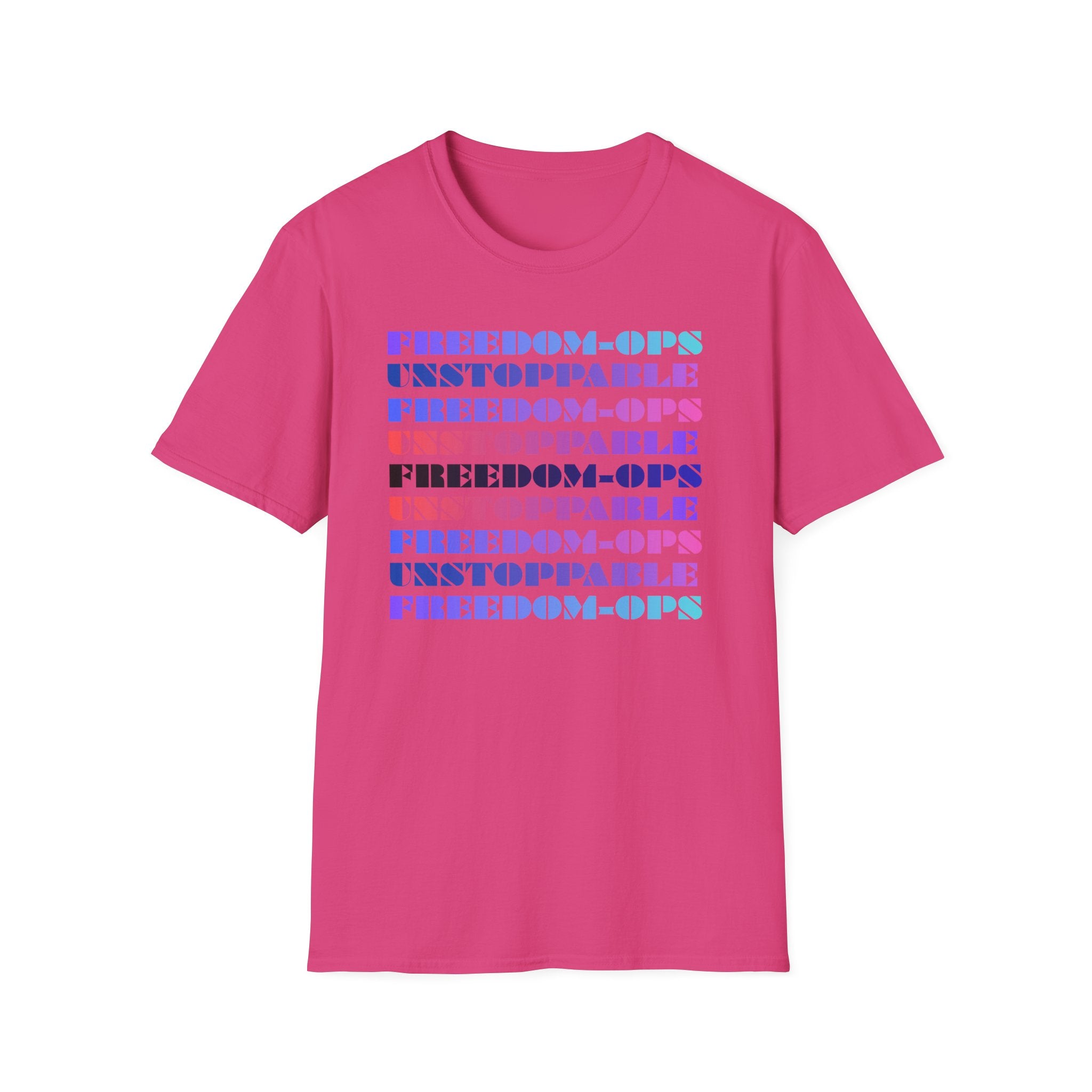 FREEDOM-OPS UNSTOPPABLE Retro Rainbow Text Tee