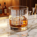Engraved Whiskey Glass 10.5oz — American Flag “Freedom” Design