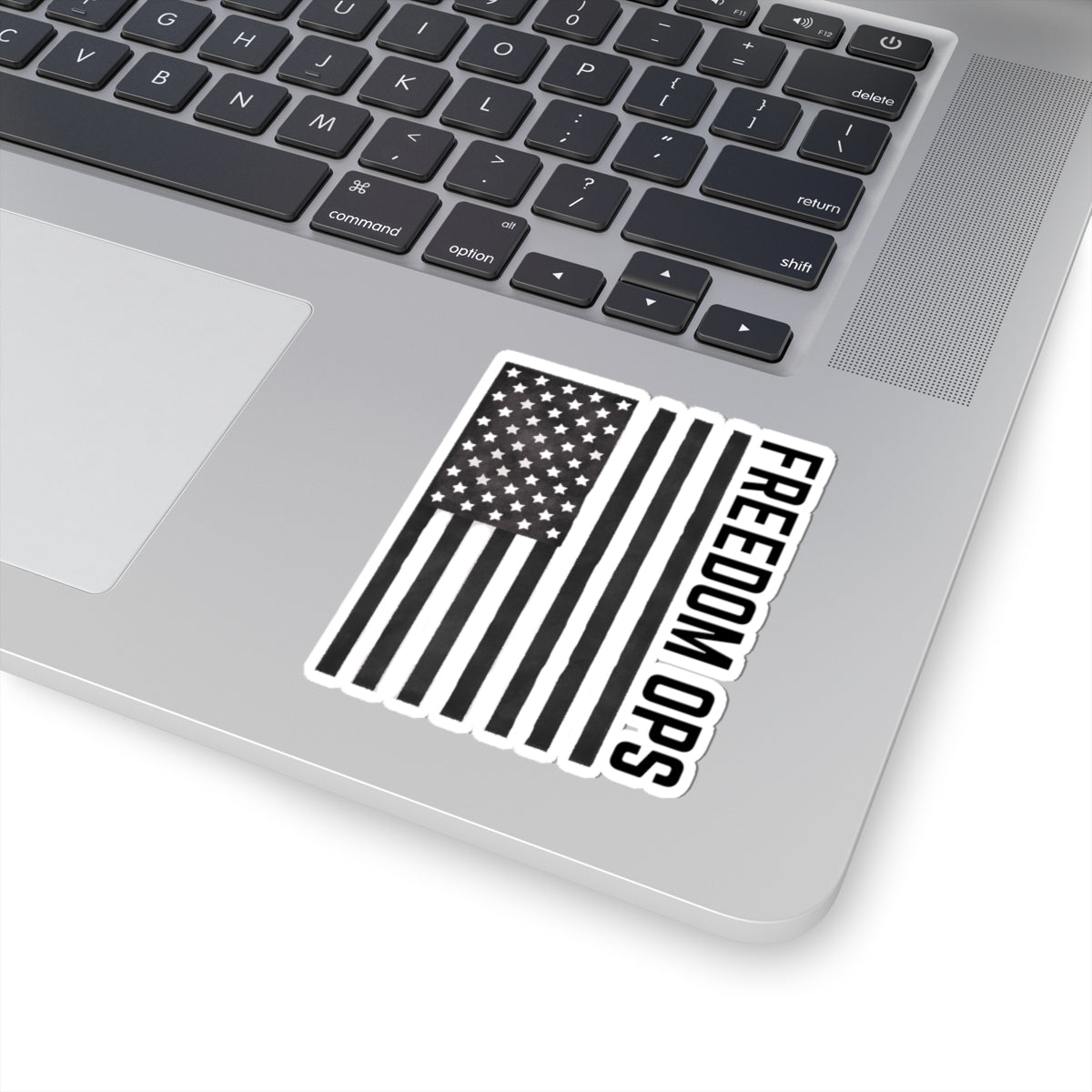 Freedom Ops Black & White American Flag Kiss-Cut Sticker