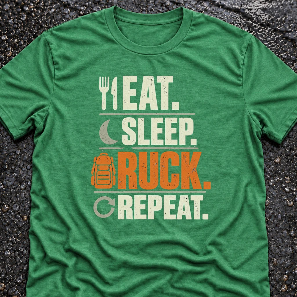 Freedom Ops EAT. SLEEP. RUCK. REPEAT. T-shirt in envy green