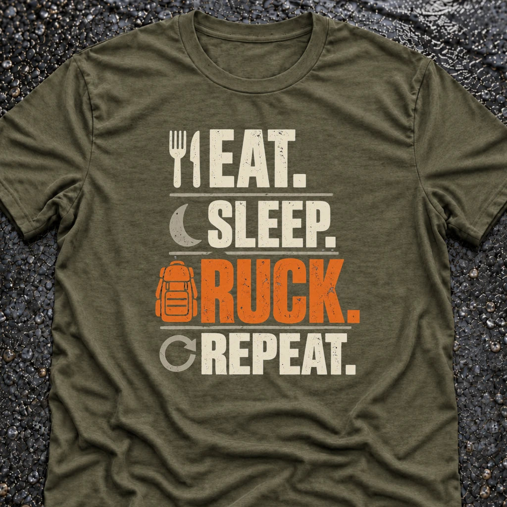 Freedom Ops EAT. SLEEP. RUCK. REPEAT. T-shirt in military green