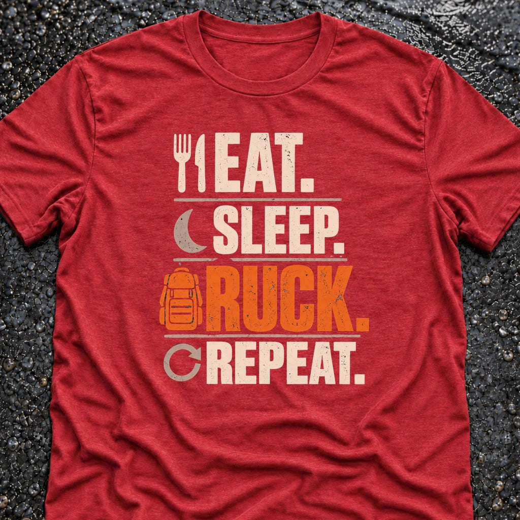 Freedom Ops EAT. SLEEP. RUCK. REPEAT. T-shirt in vintage red