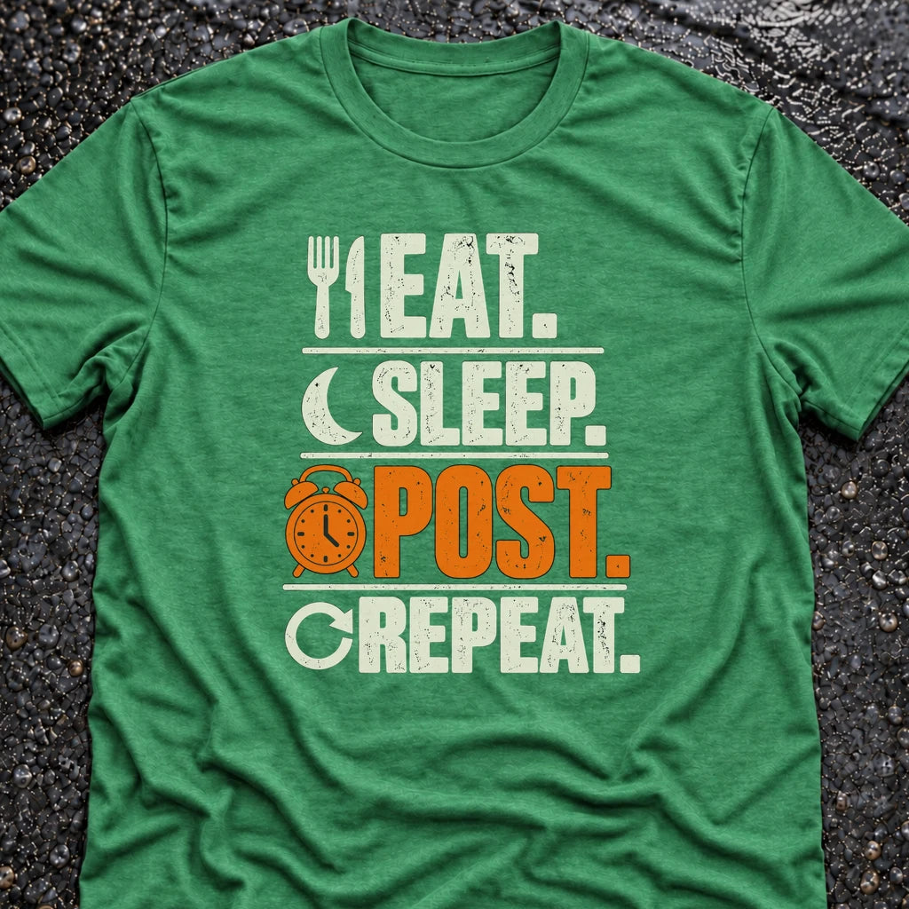 Freedom Ops Eat. Sleep. Post. Repeat. T-shirt in envy green