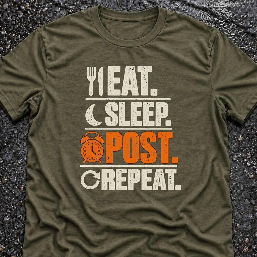 Freedom Ops Eat. Sleep. Post. Repeat. T-shirt in military green
