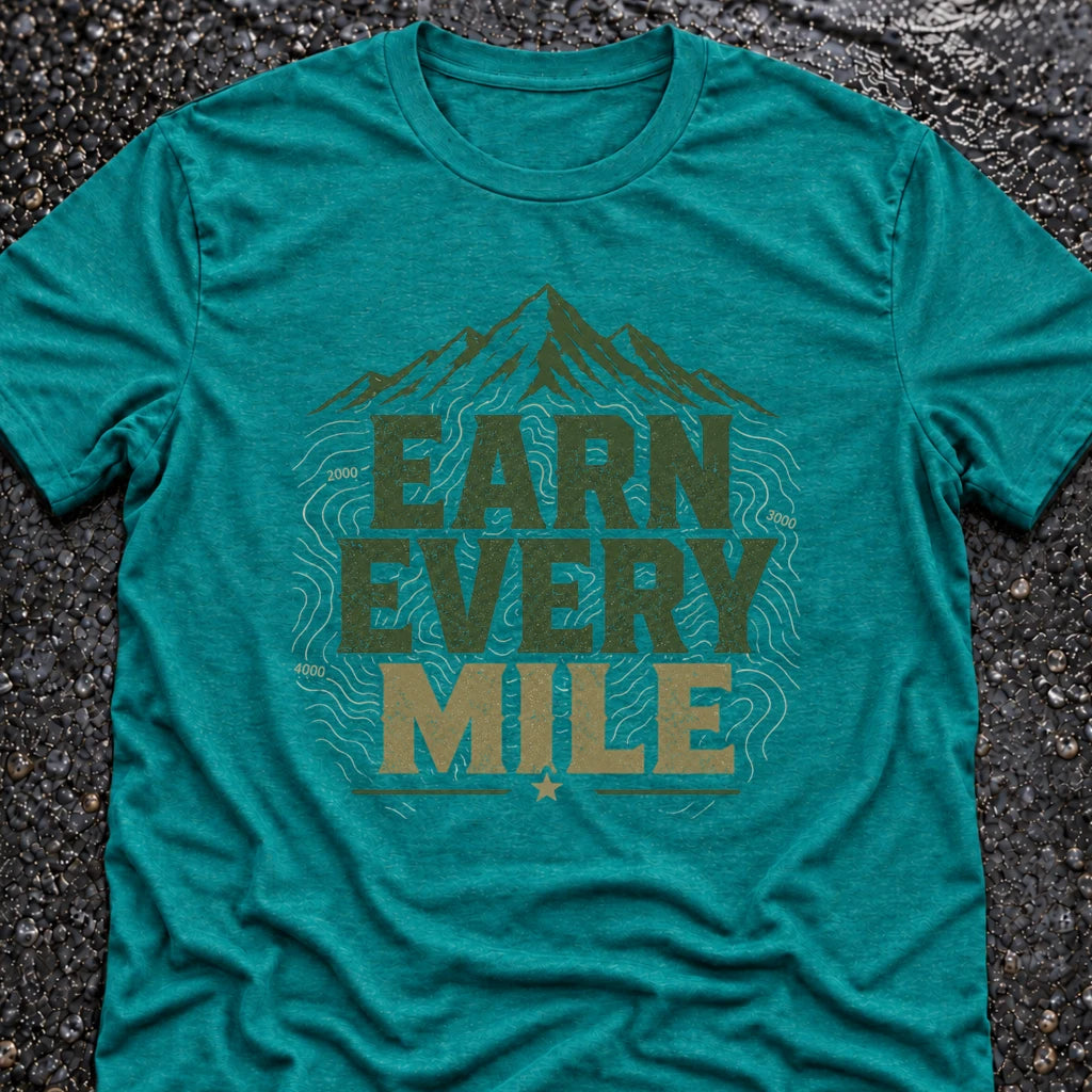 Freedom Ops EARN EVERY MILE T-shirt in vintage turquoise