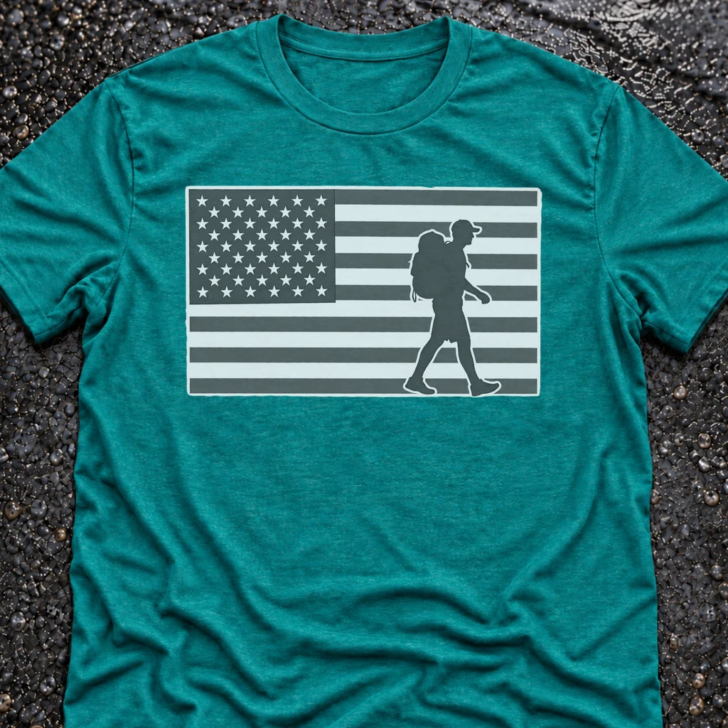 Freedom Ops Flagman B&W T-shirt in vintage turquoise