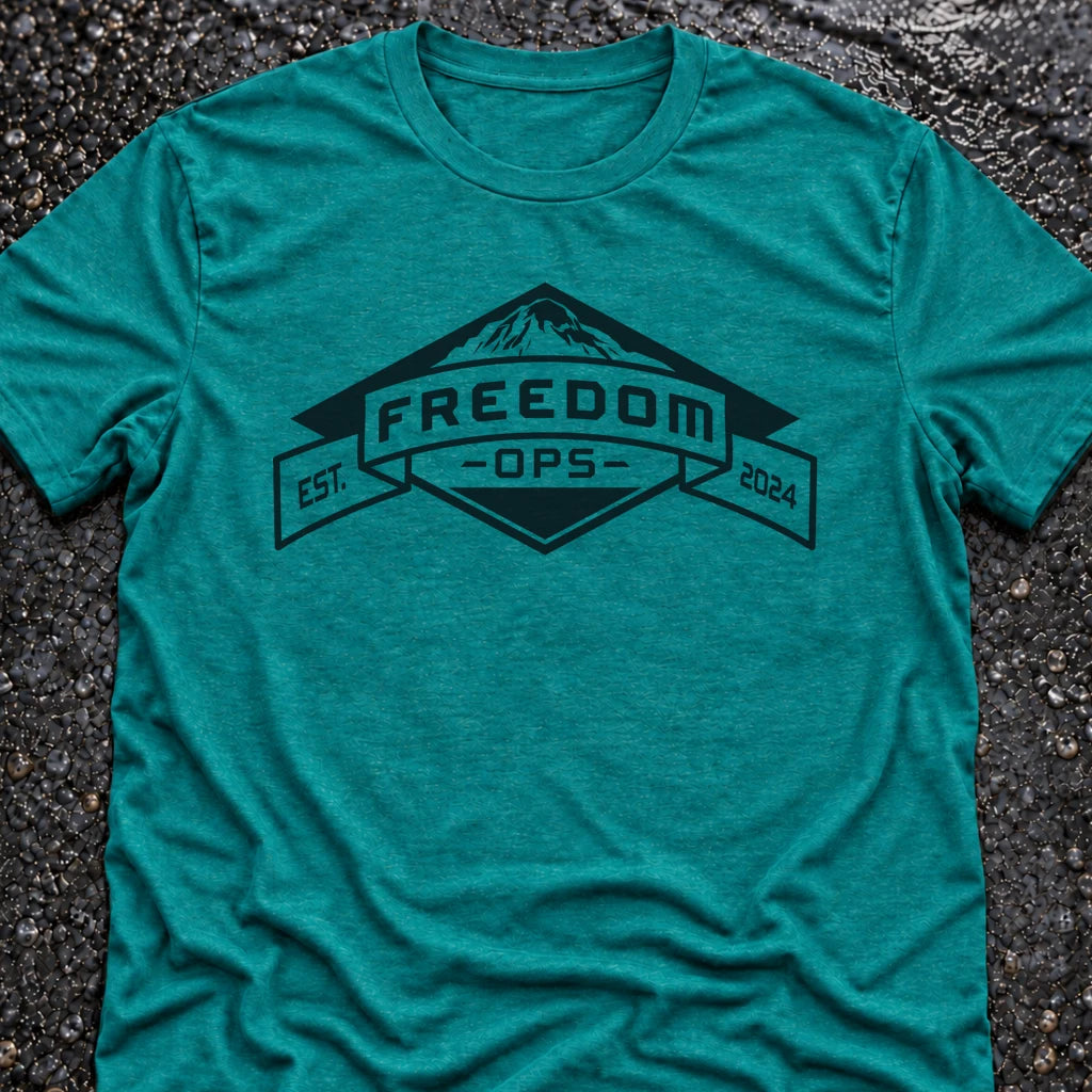 Freedom Ops Logo T-shirt in vintage turquoise