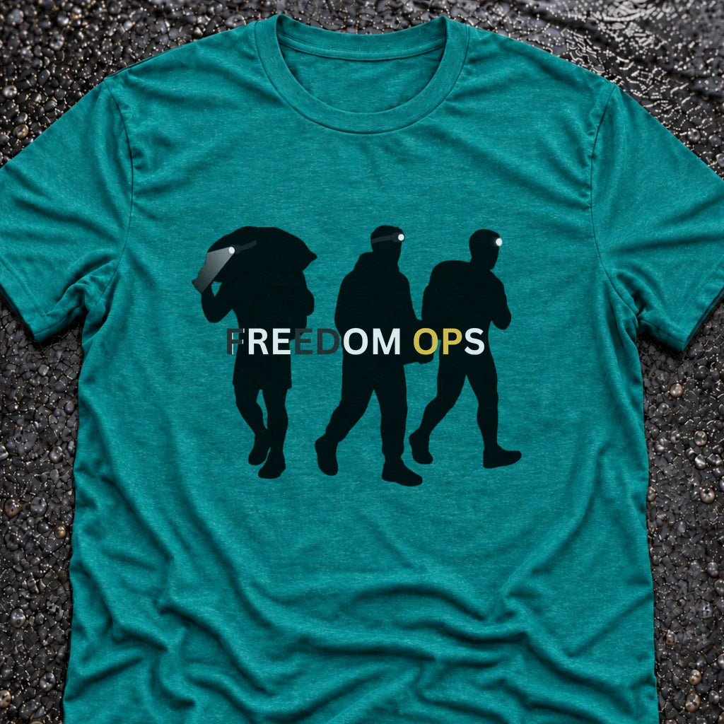 Freedom Ops Shadow Logo T-shirt in vintage turquoise