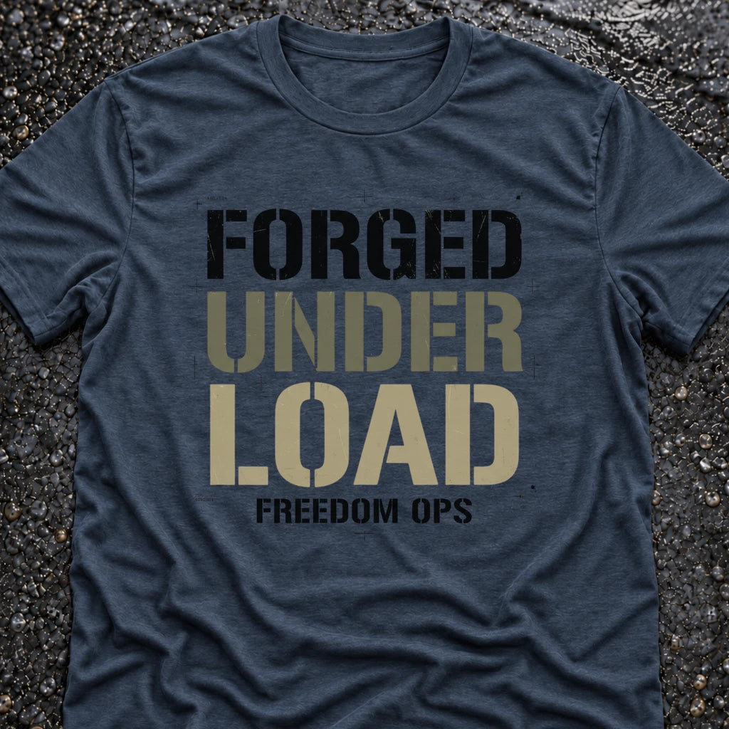 Freedom Ops FORGED UNDER LOAD T-shirt in vintage indigo