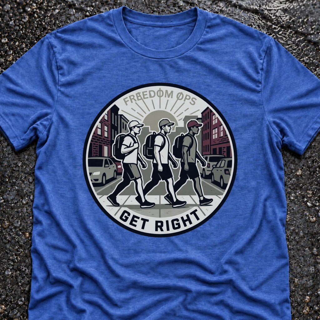 Freedom Ops GET RIGHT T-shirt in vintage royal