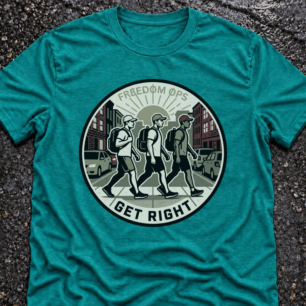 Freedom Ops GET RIGHT T-shirt in vintage turquoise