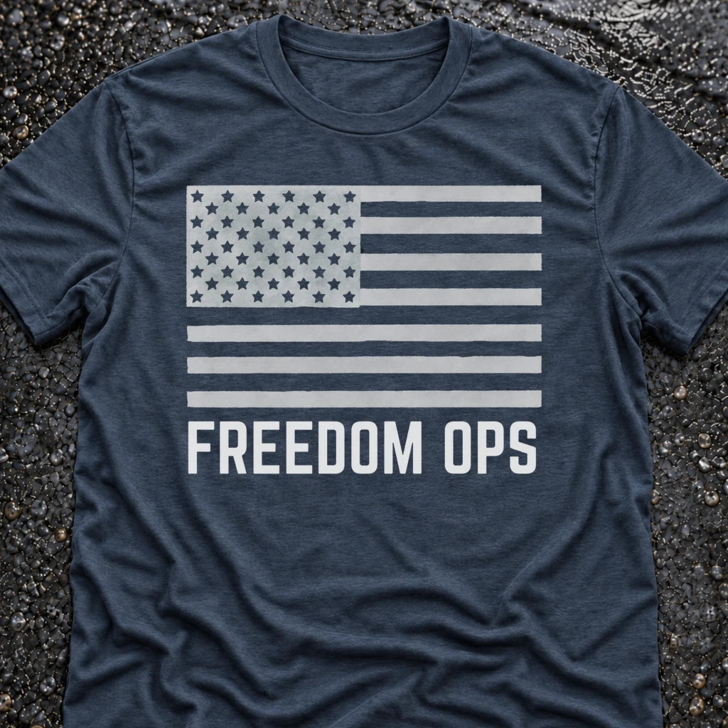 Freedom Ops HORIZONTAL FLAG T-shirt in indigo