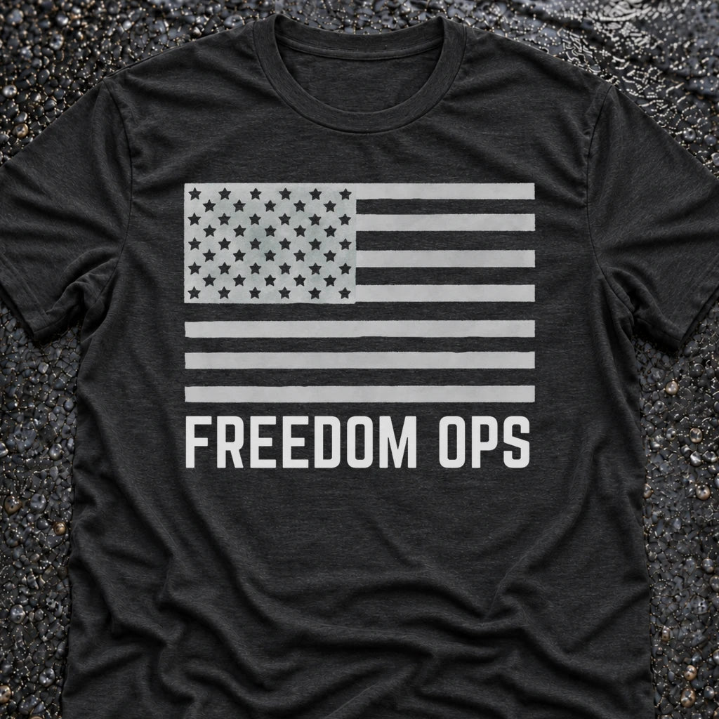 Freedom Ops HORIZONTAL FLAG T-shirt in vintage black