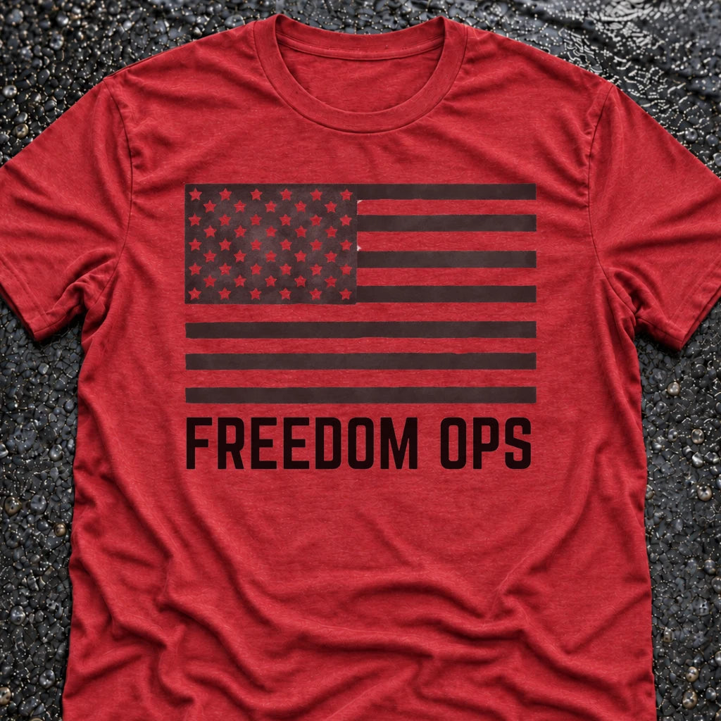 Freedom Ops HORIZONTAL FLAG T-shirt in vintage red
