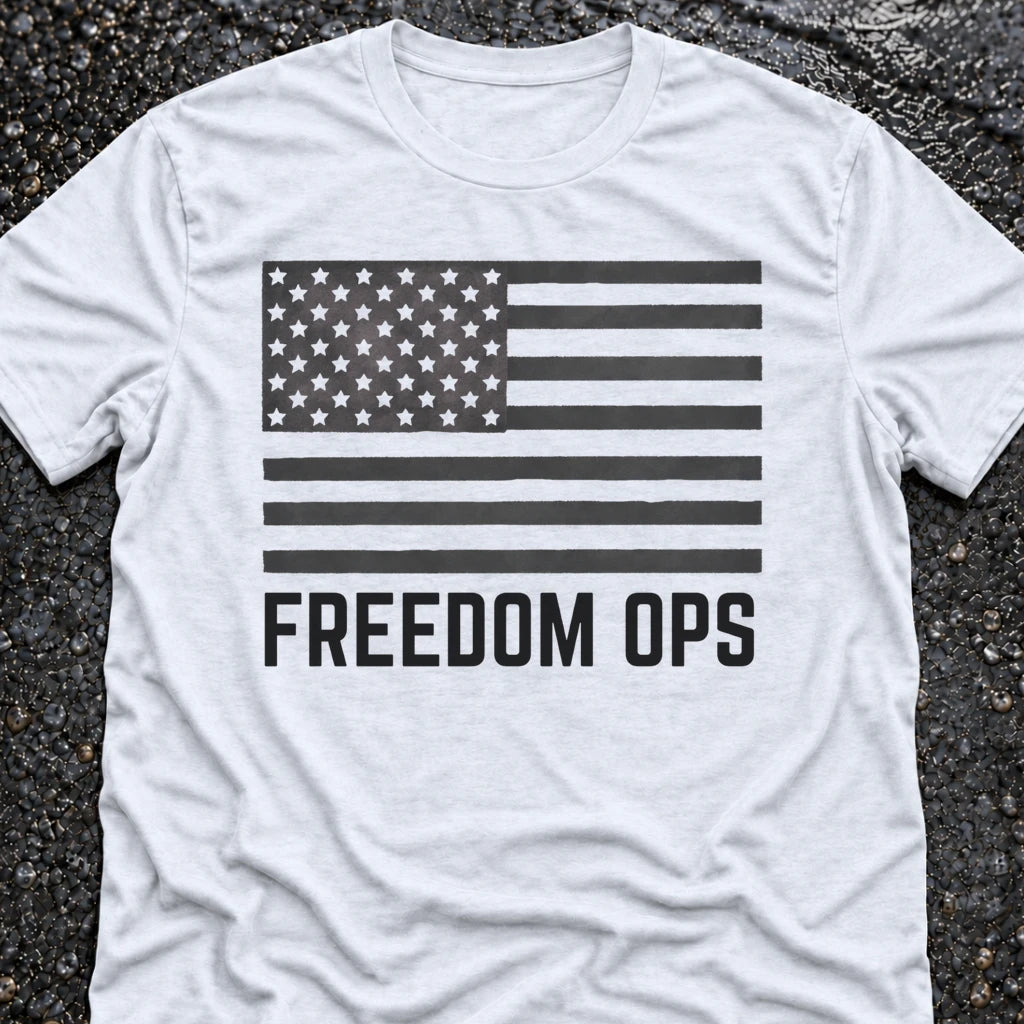 Freedom Ops HORIZONTAL FLAG T-shirt in white