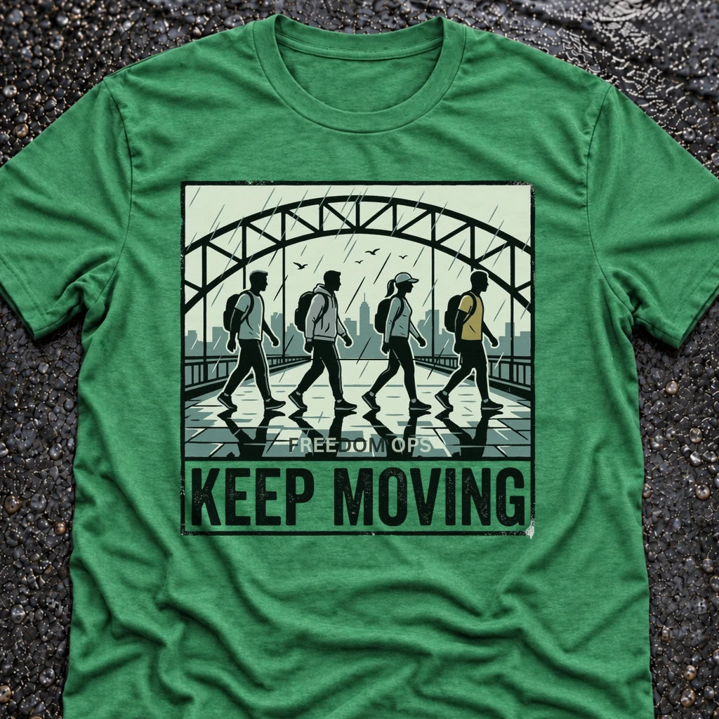 Freedom Ops KEEP MOVING BRIDGE T-shirt in envy green