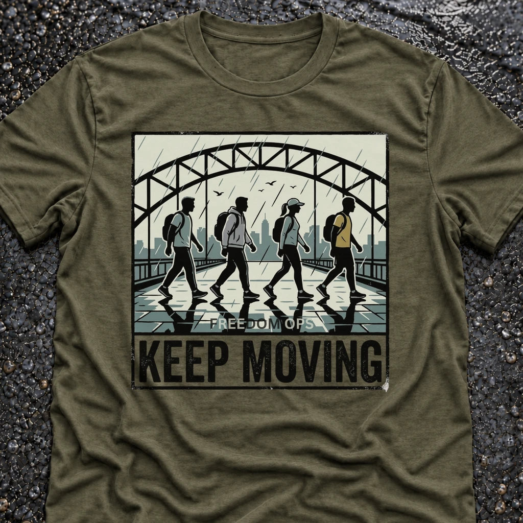 Freedom Ops KEEP MOVING BRIDGE T-shirt in military green