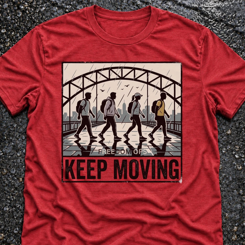 Freedom Ops KEEP MOVING BRIDGE T-shirt in vintage red