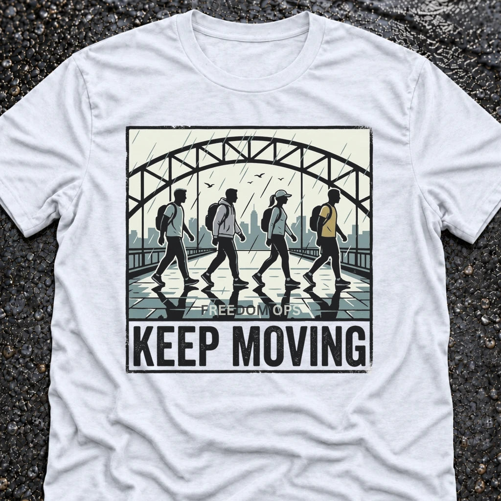 Freedom Ops KEEP MOVING BRIDGE T-shirt in white