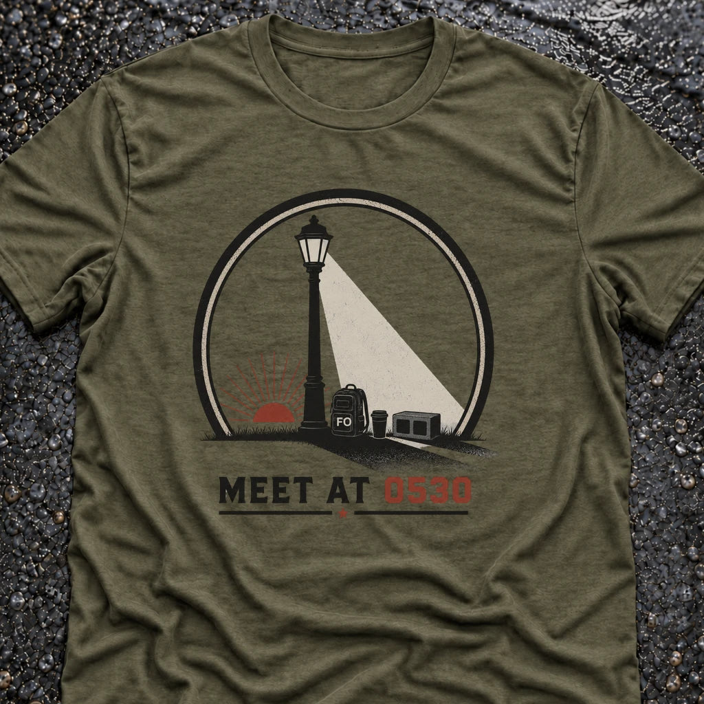 Freedom Ops MEET AT 0530 T-shirt in military green