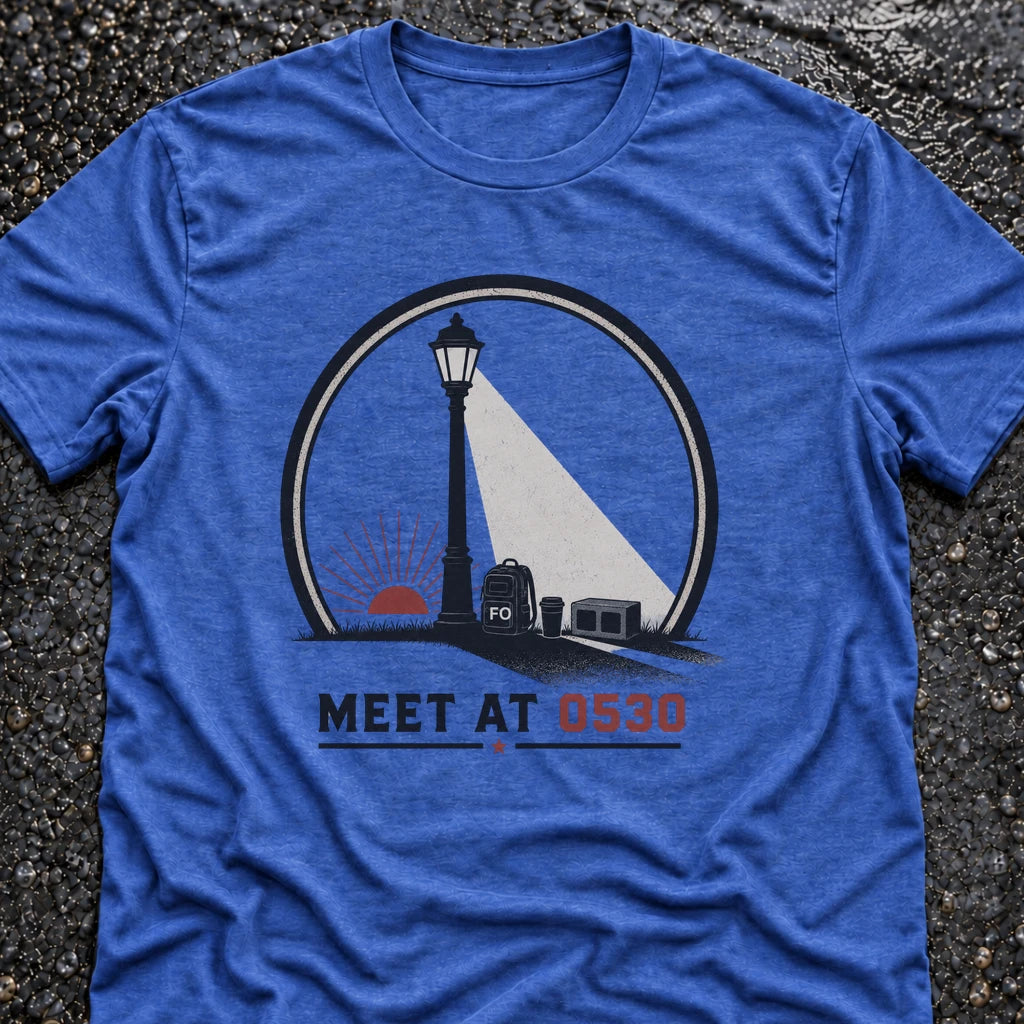 Freedom Ops MEET AT 0530 T-shirt in vintage royal