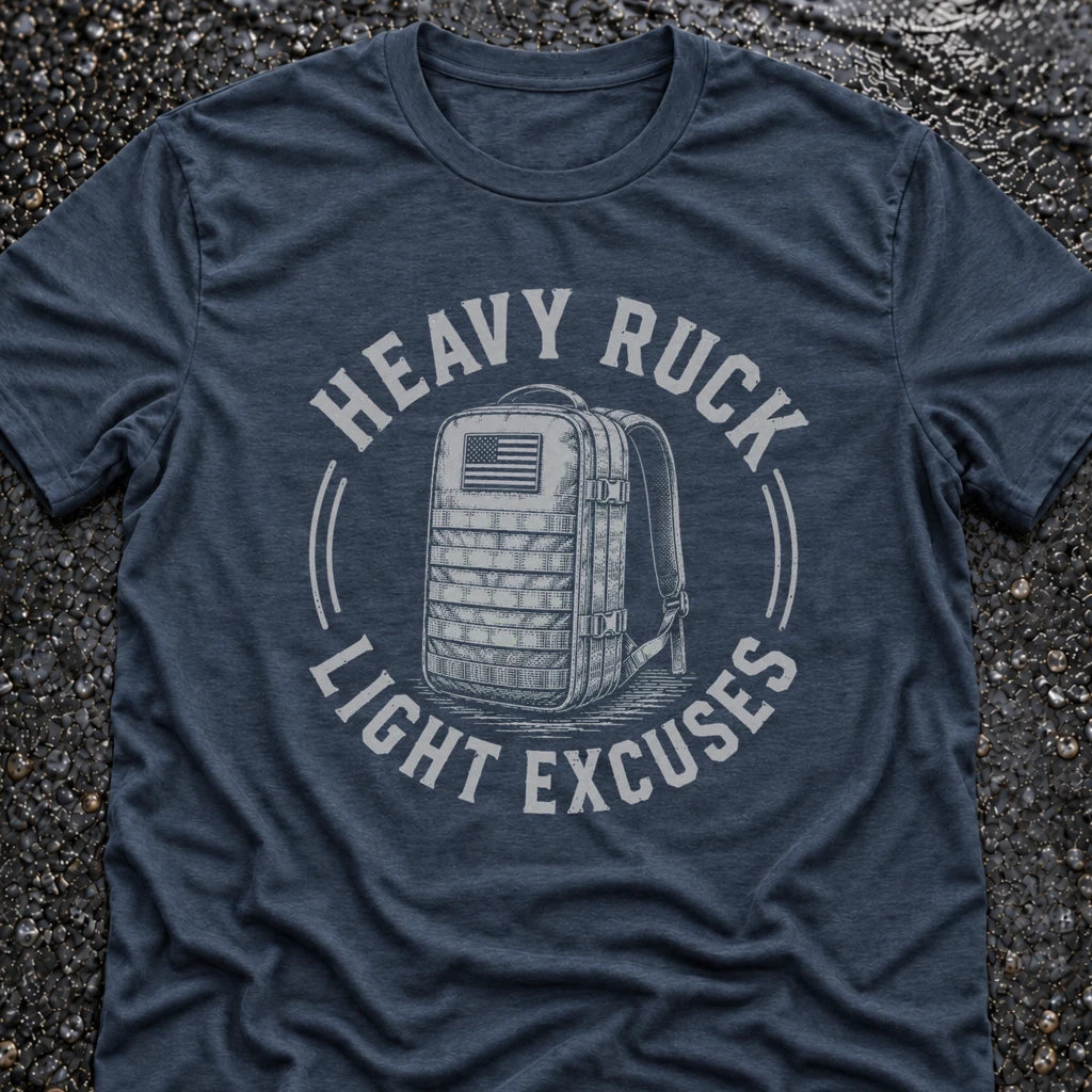 Freedom Ops HEAVY RUCK LIGHT EXCUSES T-shirt in indigo