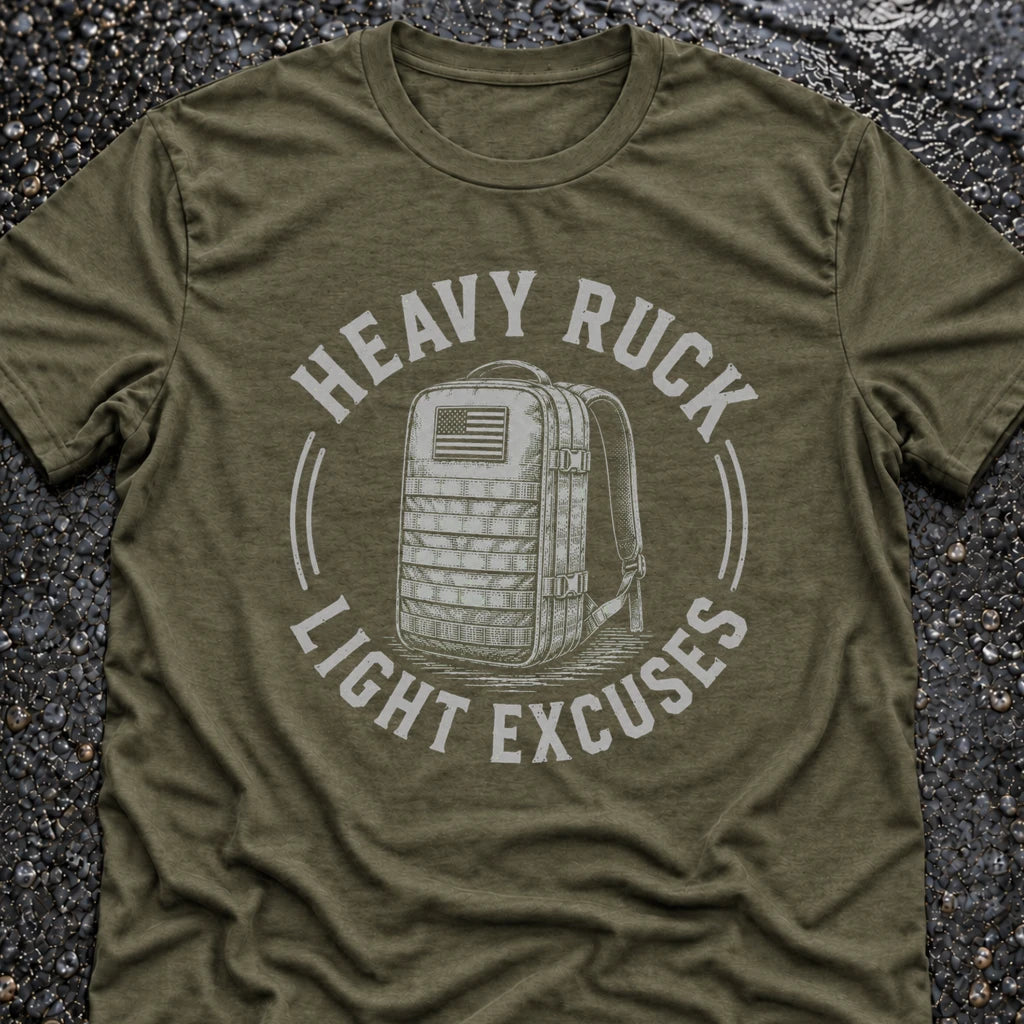 Freedom Ops HEAVY RUCK LIGHT EXCUSES T-shirt in military green