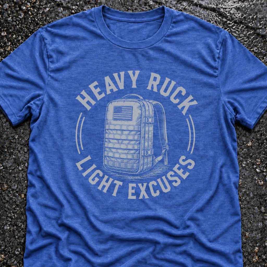 Freedom Ops HEAVY RUCK LIGHT EXCUSES T-shirt in vintage royal