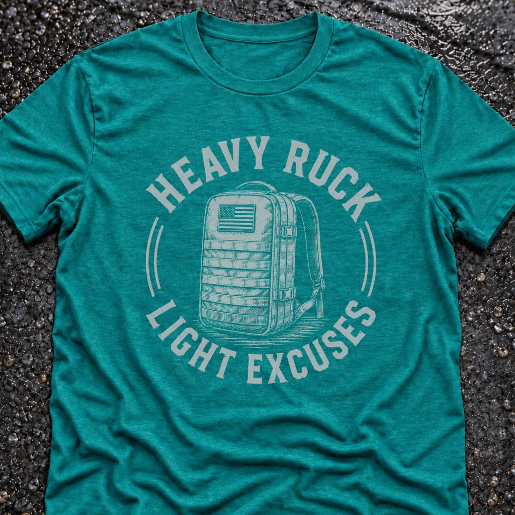 Freedom Ops HEAVY RUCK LIGHT EXCUSES T-shirt in vintage turquoise
