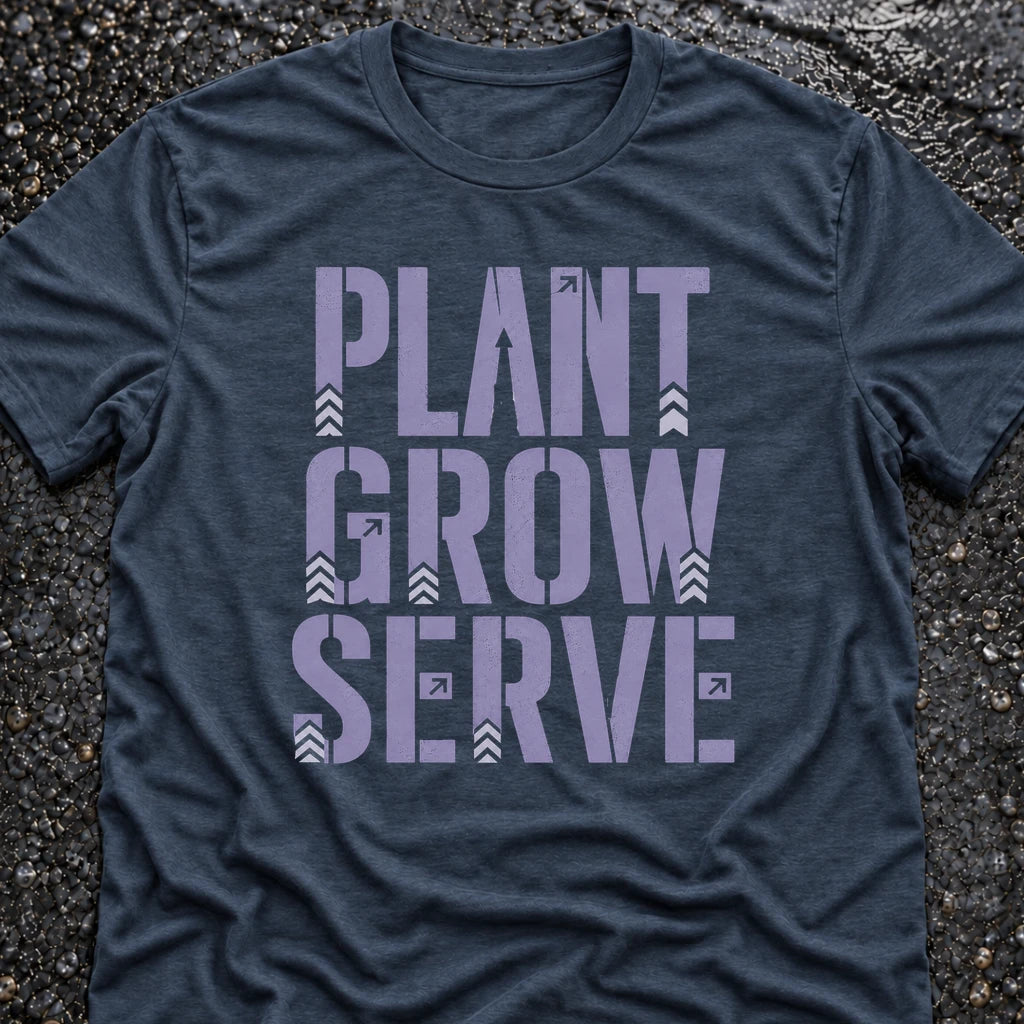 Freedom Ops Plant. Grow. Serve. T-shirt in indigo