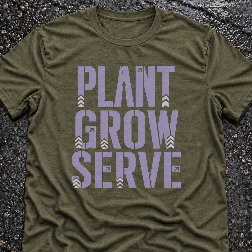 Freedom Ops Plant. Grow. Serve. T-shirt in military green