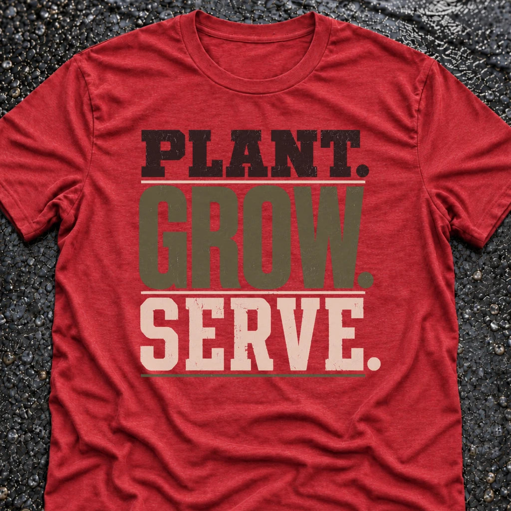 Freedom Ops Plant. Grow. Serve. T-shirt in vintage red