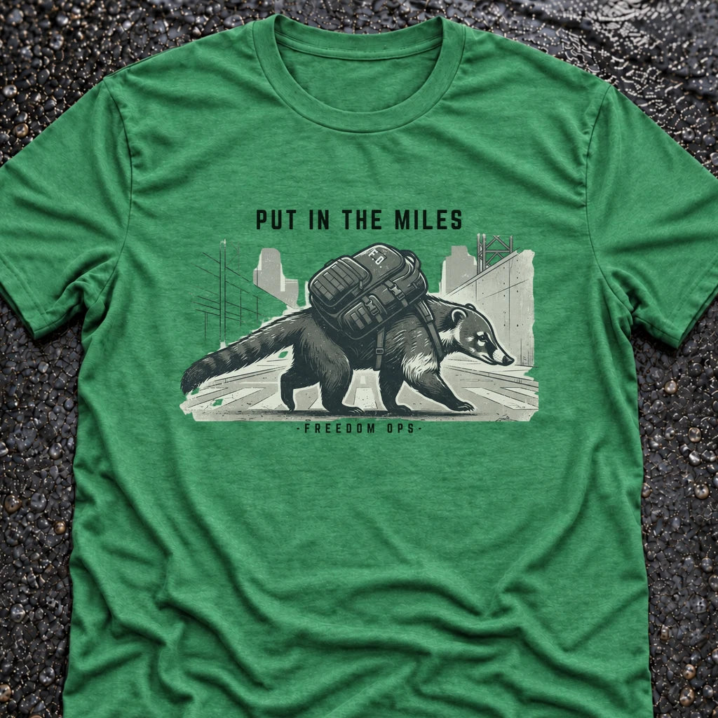 Freedom Ops COATI PUT IN THE MILES T-shirt in envy green