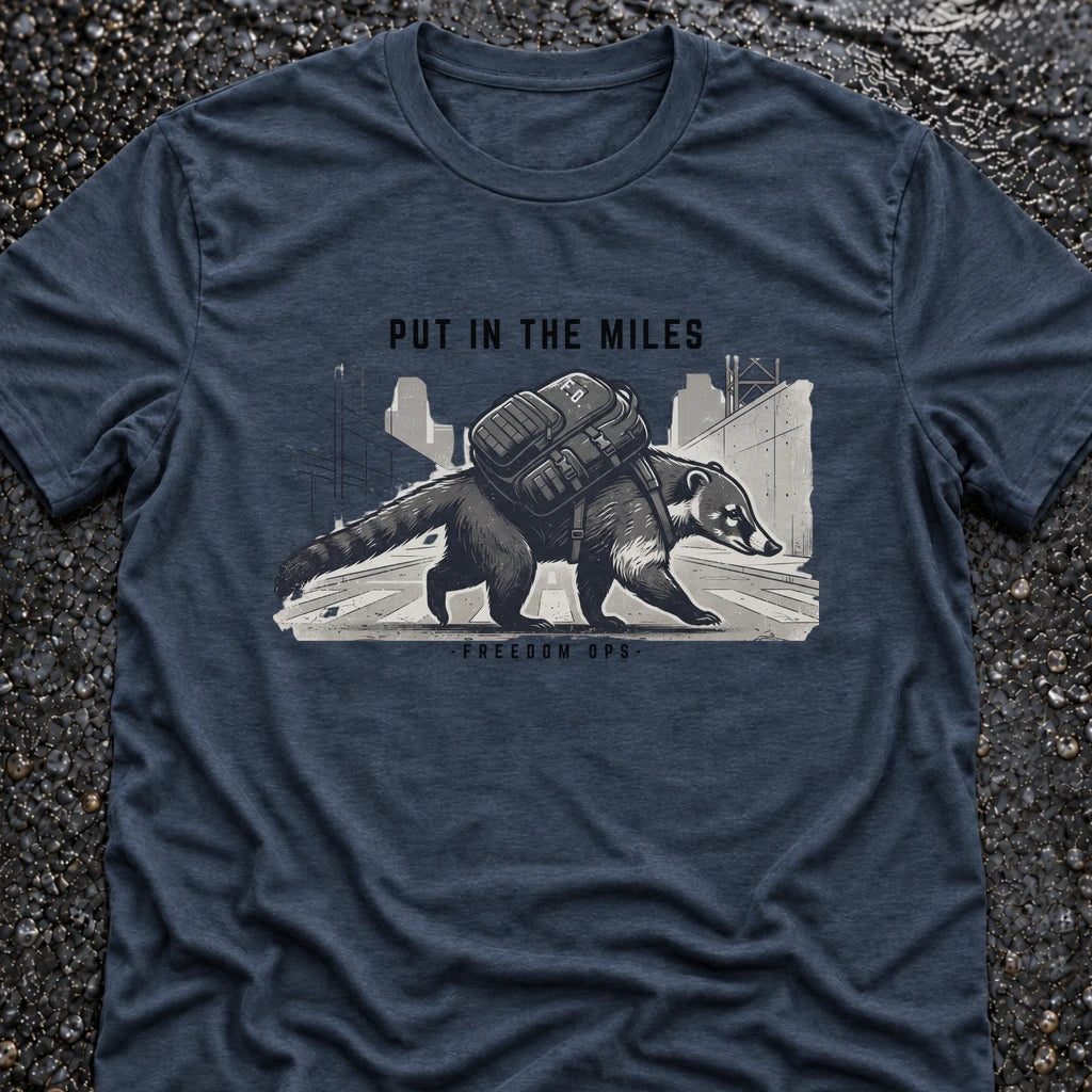 Freedom Ops COATI PUT IN THE MILES T-shirt in indigo