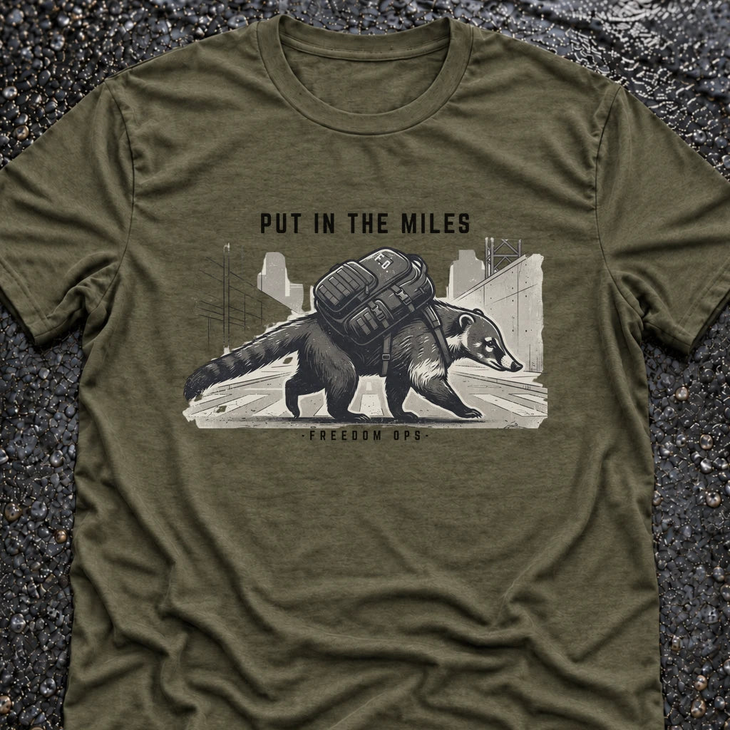 Freedom Ops COATI PUT IN THE MILES T-shirt in military green