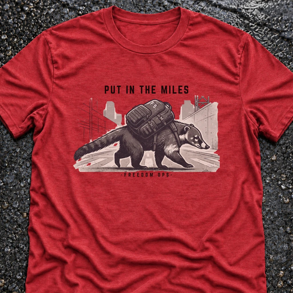 Freedom Ops COATI PUT IN THE MILES T-shirt in vintage red