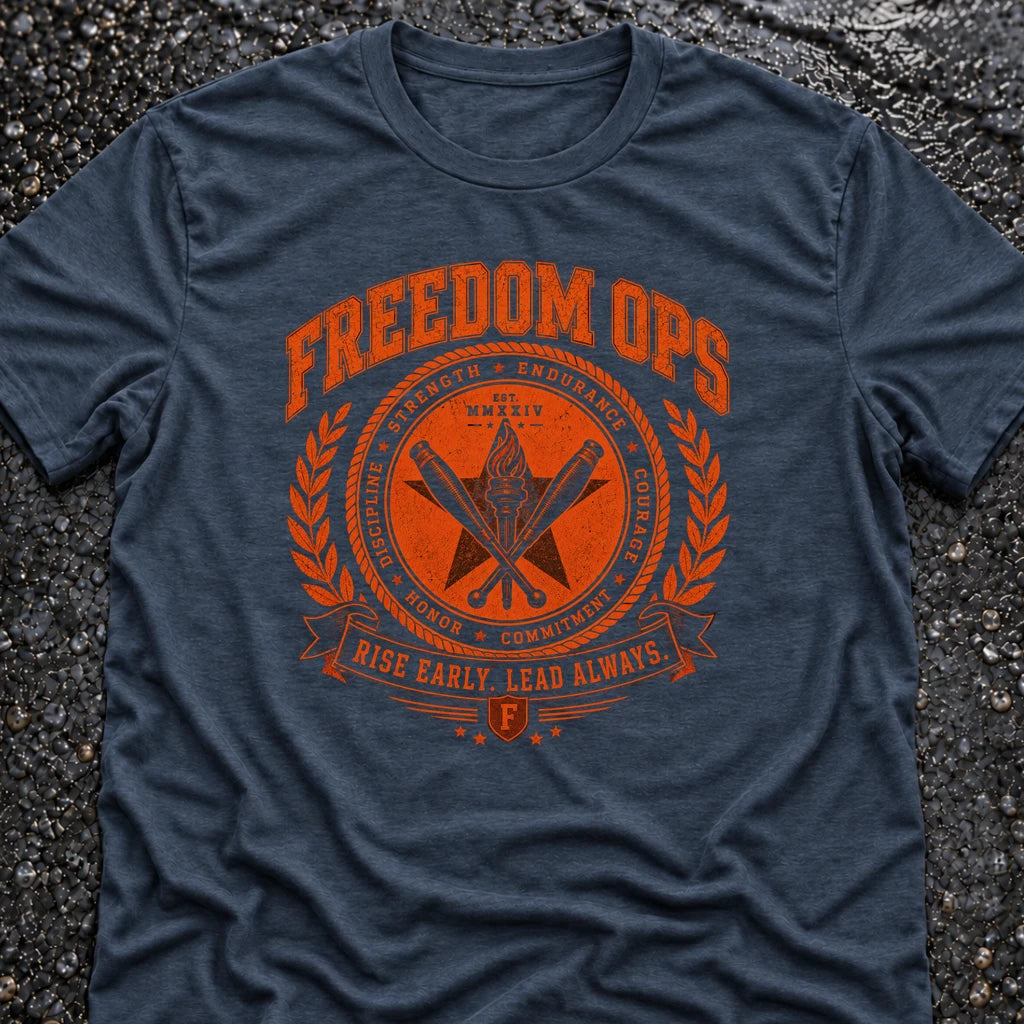 Freedom Ops RISE EARLY T-shirt in indigo