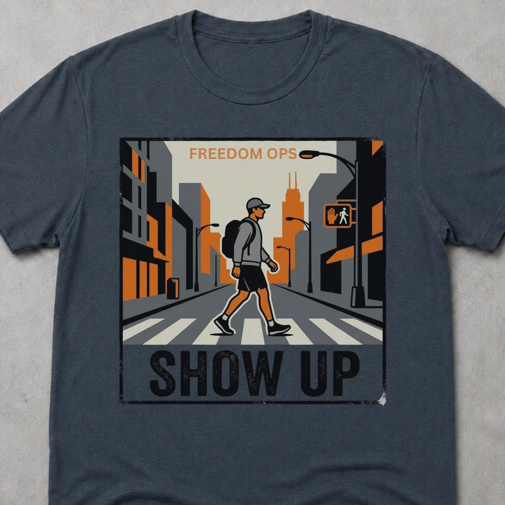 Freedom Ops SHOW UP ALONE T-shirt in indigo