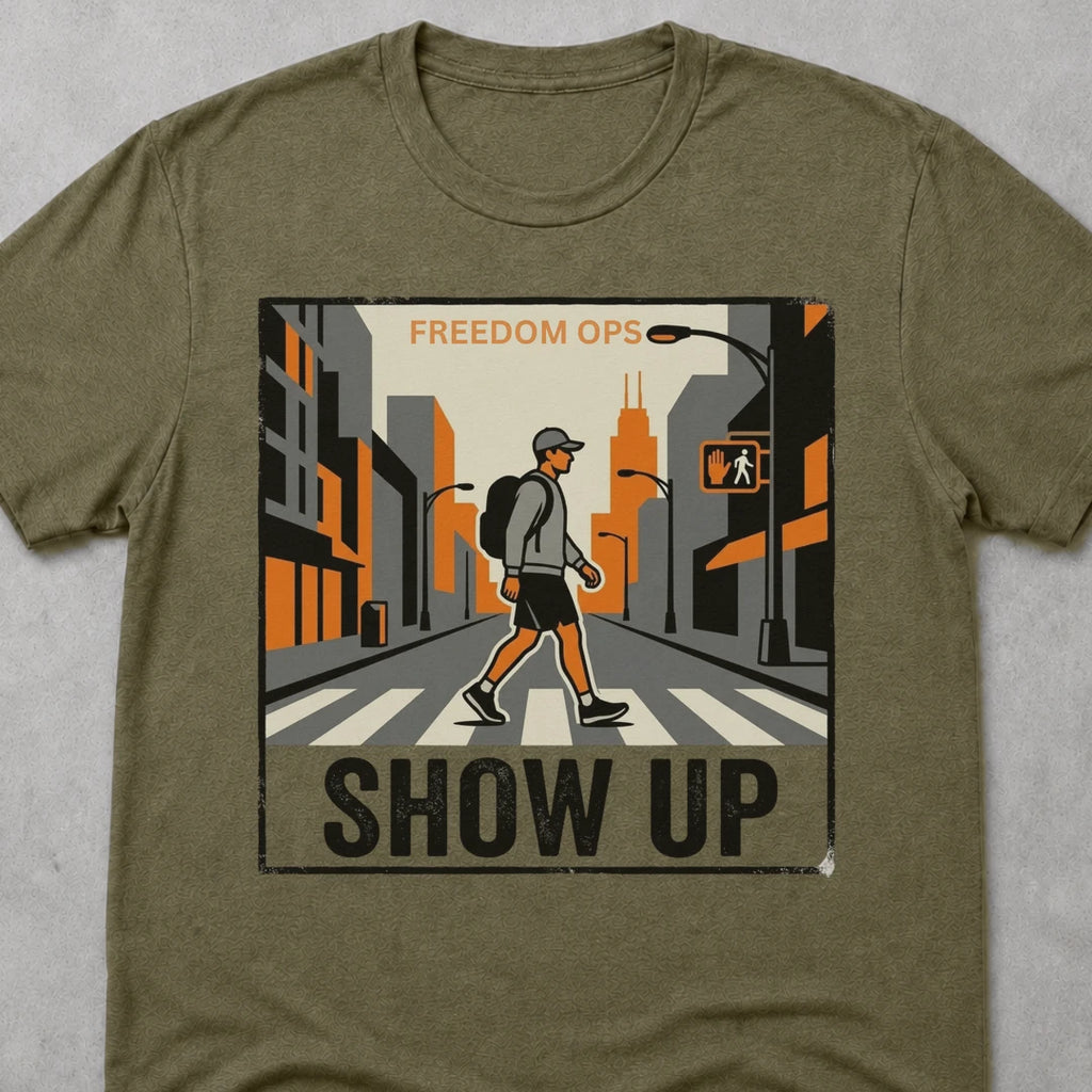 Freedom Ops SHOW UP ALONE T-shirt in military green