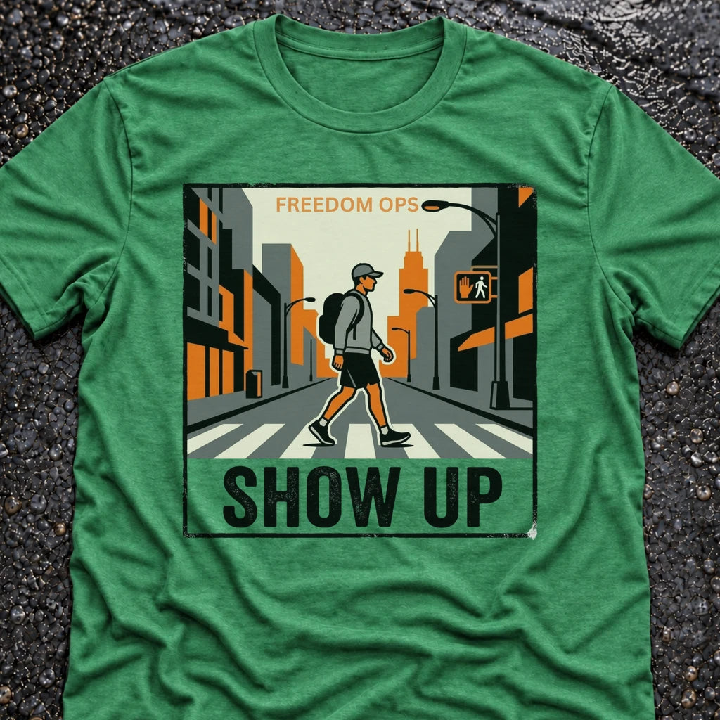 Freedom Ops SHOW UP ALONE T-shirt in envy green