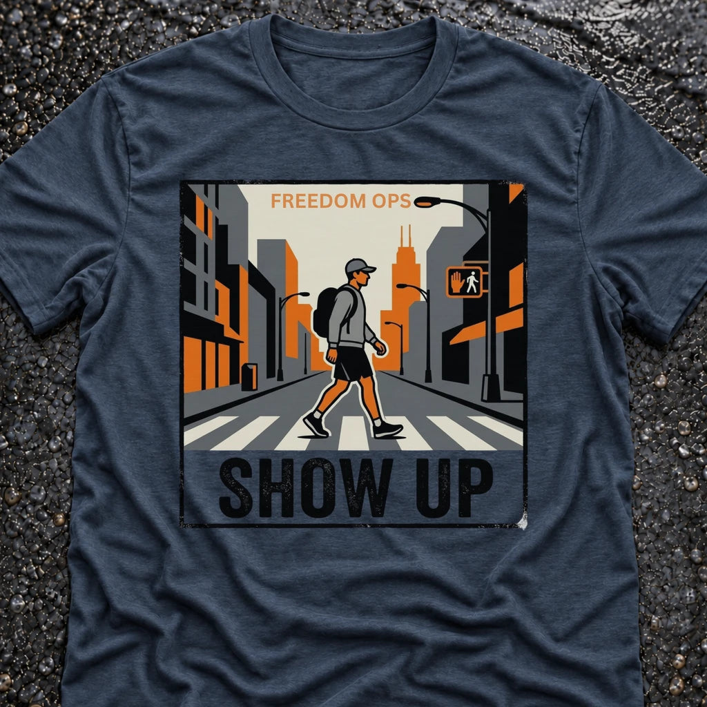 Freedom Ops SHOW UP ALONE T-shirt in indigo