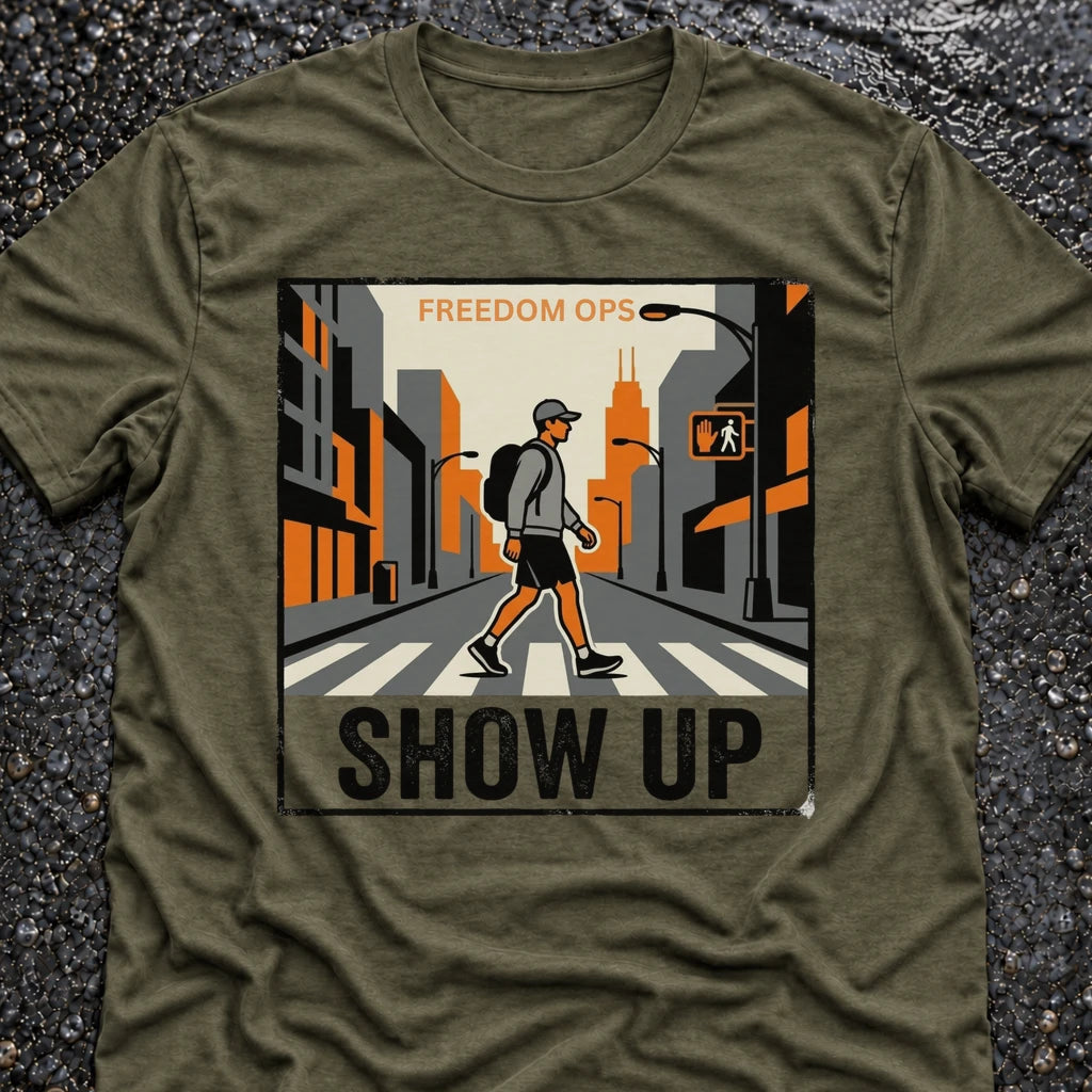Freedom Ops SHOW UP ALONE T-shirt in military green
