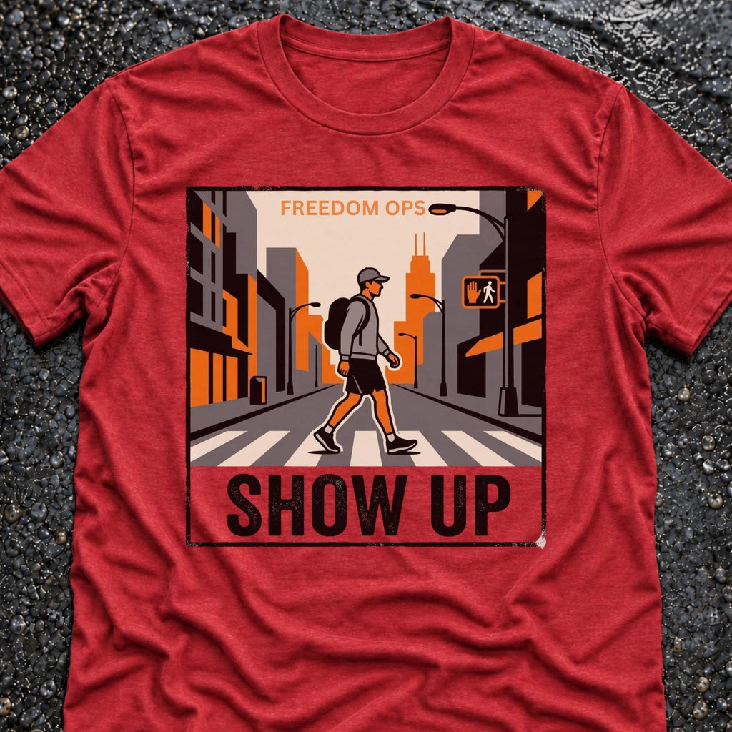 Freedom Ops SHOW UP ALONE T-shirt in vintage red