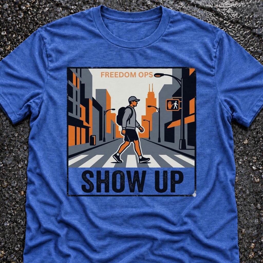 Freedom Ops SHOW UP ALONE T-shirt in vintage royal