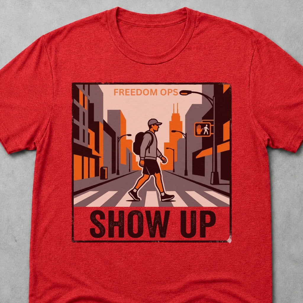 Freedom Ops SHOW UP ALONE T-shirt in vintage red