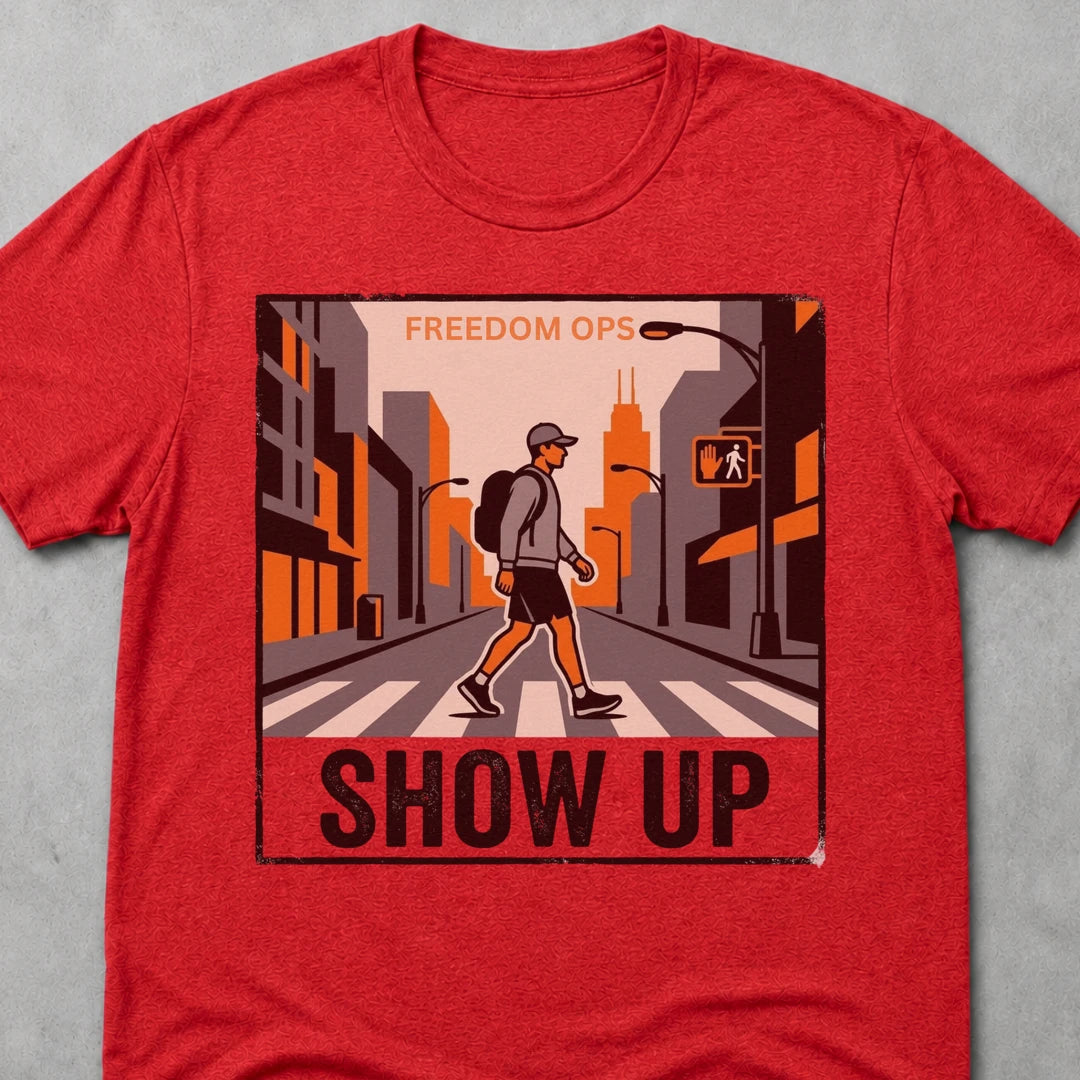 Freedom Ops SHOW UP ALONE T-shirt in vintage red
